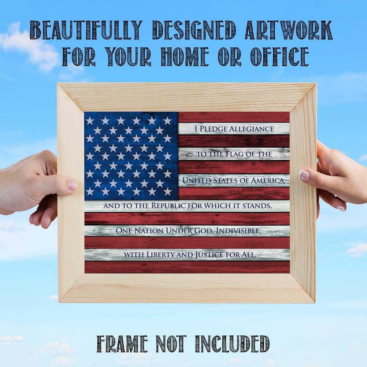 "The Pledge of Allegiance on USA Flag"-10 x 8"