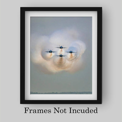 US Navy"Blue Angels In Action" Wall Art -8 x 10" Military Fighter Jets Photo Print -Ready to Frame. Military Aircraft Wall Decor for Home-Office-Game Room-Garage-Cave! Great Gift for Veterans!