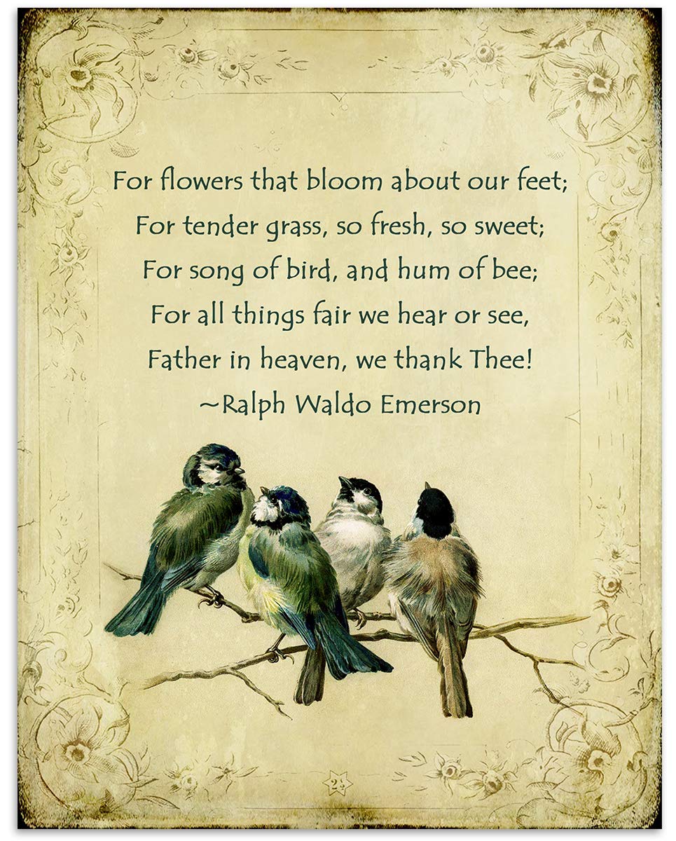 Ralph Waldo Emerson Poem-"We Thank Thee"- 8 x 10"