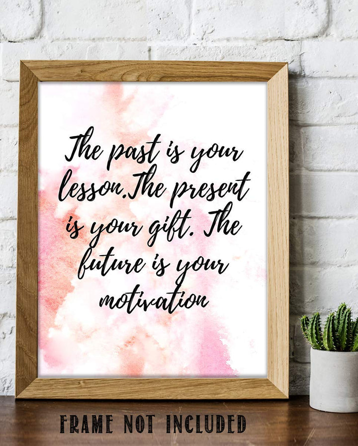 Past-Present-Future Lessons- Positive Quotes Wall Art - 8 x 10" Modern Abstract Design Print-Ready to Frame. Inspirational Home-School-Studio-Office D?cor. Great Reminder To Create Future You Want.
