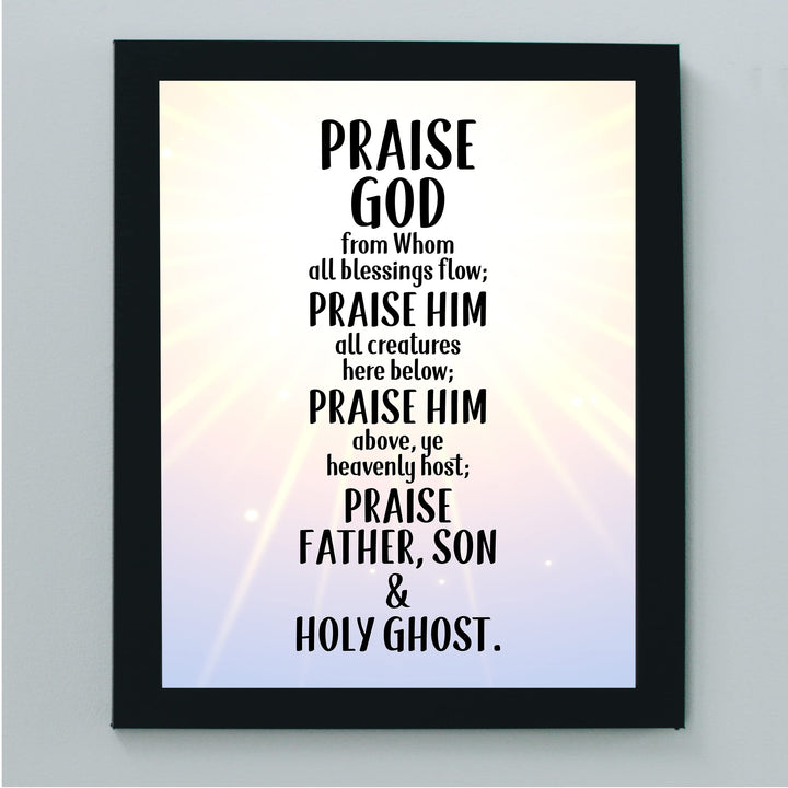 Praise God From Whom All Blessings Flow Christian Hymn Music Wall Art -8 x10" Inspirational Scripture Song Print -Ready to Frame. Classic Hymnal Decoration for Home-Office-Church &amp; Religious Decor!