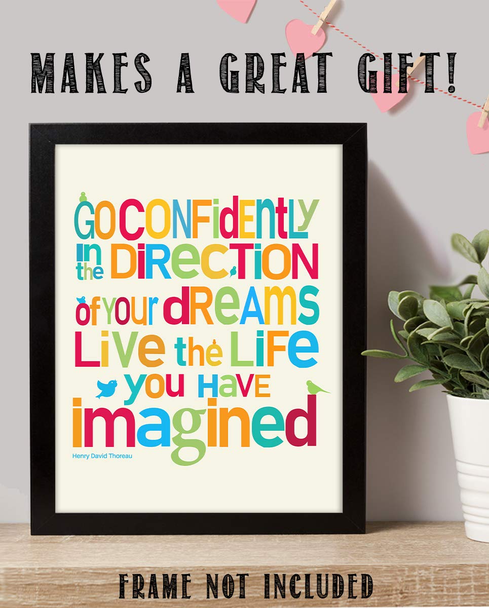 ?Go Confidently in the Direction of Your Dreams?- H. D. Thoreau Quotes Wall Art-8 x 10"-Typographic Art Print-Ready to Frame. Home-Office-School-Dorm D?cor. Perfect Gift for Motivation &amp; Inspiration.
