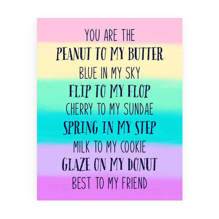 You Are The Peanut To My Butter Inspirational Friendship Sign -8 x 10" Typographic Wall Art. Love relationship Print-Ready to Frame. Home-Dorm Decor. Great Gift for Couples, Friends &amp; BFF&
