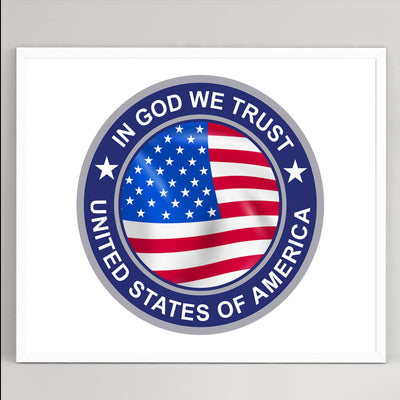 In God We Trust- Patriotic American Flag Wall Art -8 x 10" United States of America Seal Print -Ready To Frame. Christian Decor for Home-Office-Garage-Bar-Cave. Show Your Love of God and USA!