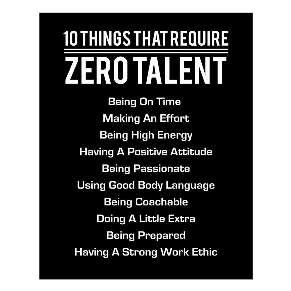 10 Things That Require Zero Talent"- Motivational Wall Art- 8 x 10
