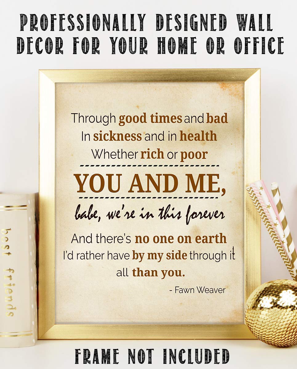 Marriage Vows-You &amp; Me Babe-Forever- Marriage Quotes Wall Art Print- 8 x 10" Wall Decor-Ready to Frame. Modern Typographic Parchment Print for Home-Bedroom Decor. Great Loving Message by Fawn Weaver