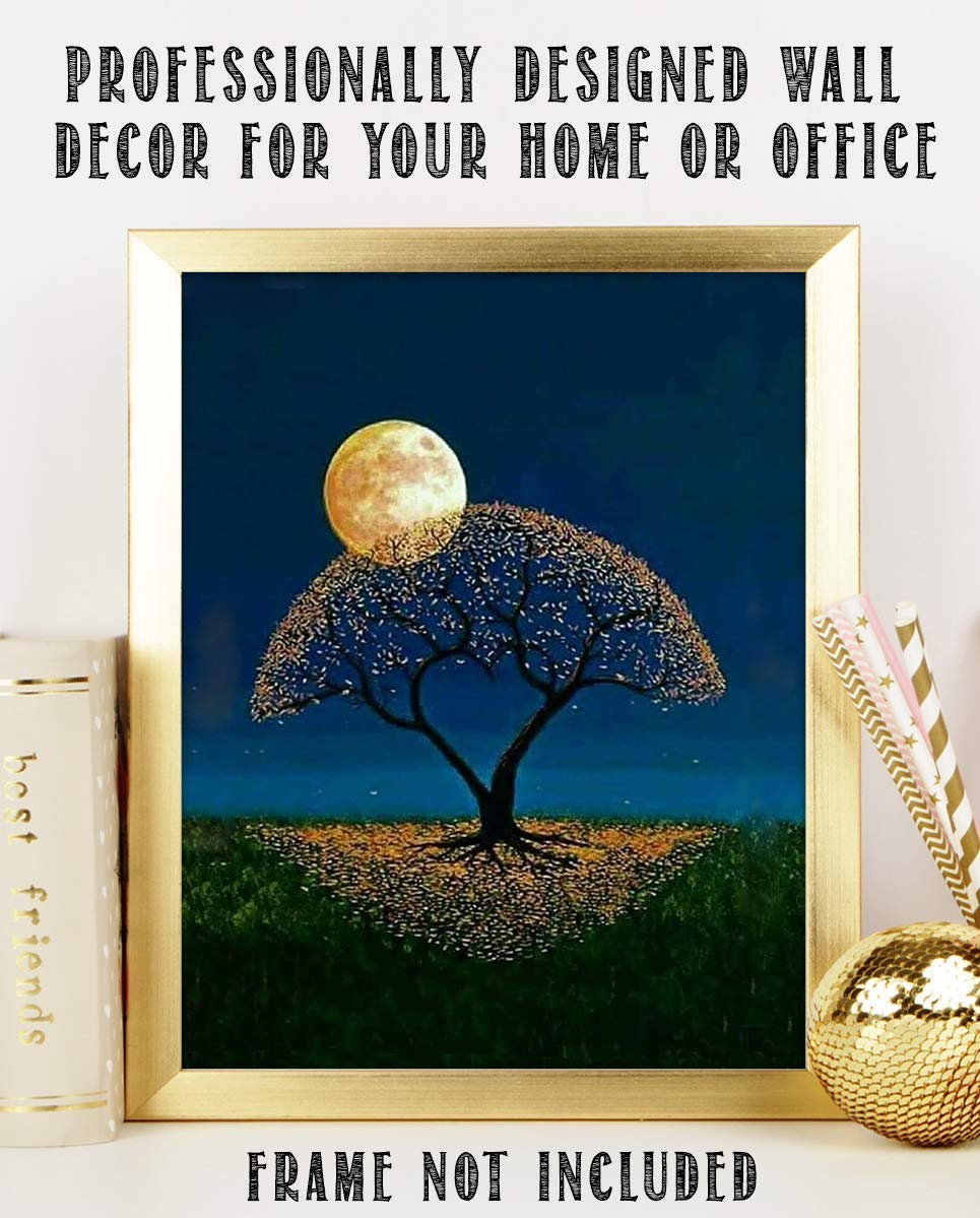 Magical Moon & Electric Tree - 8 x 10 Print Wall Art- Ready to Frame. Home D?cor, Bedroom D?cor & Wall Print. Perfect Nursery Decor, Children's Room and Enchanted Gift for Nature Lovers.