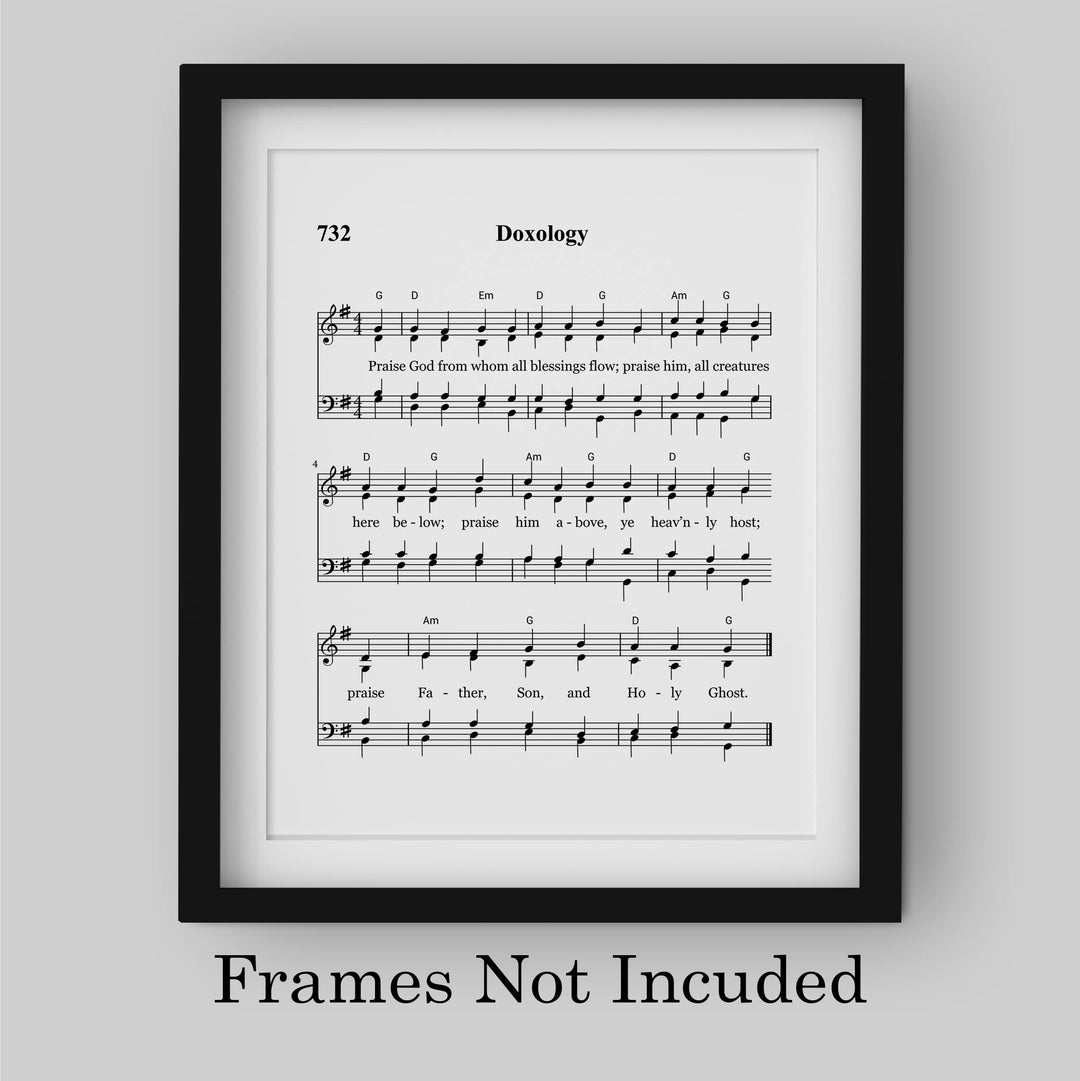 "Doxology -Praise God From Whom All Blessings Flow" Hymn Sheet Music Wall Art -8 x 10" Inspirational Christian Print -Ready to Frame. Classic Hymns for Home-Office-Church &amp; Religious Decor!