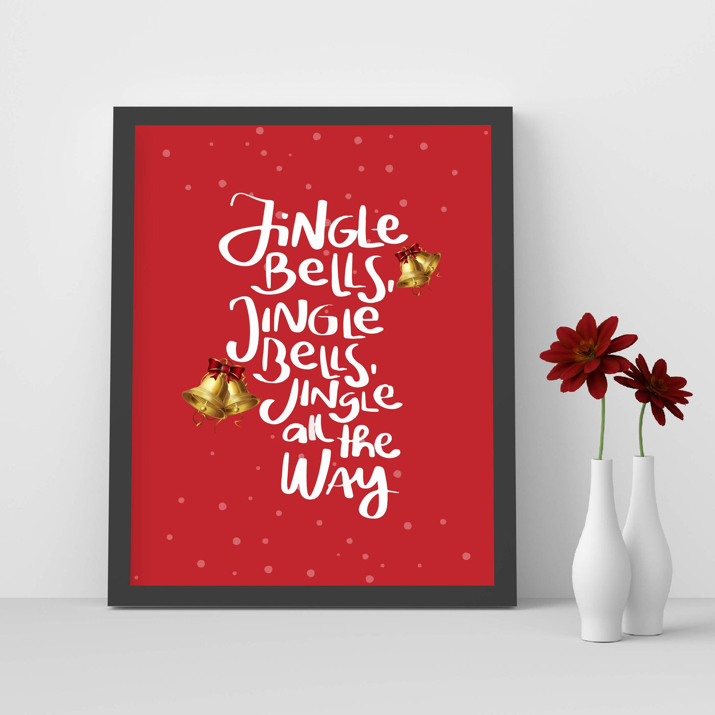 Jingle Bells-Jingle All the Way Christmas Song Wall Art Sign -8 x 10" Holiday Music Wall Print-Ready to Frame. Festive Home-Welcome-Kitchen-Farmhouse-Winter Decor. Display Your Holiday Joy!