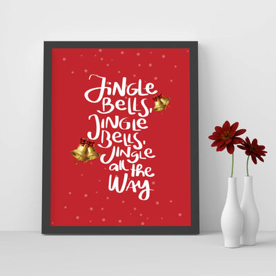 Jingle Bells-Jingle All the Way Christmas Song Wall Art Sign -8 x 10" Holiday Music Wall Print-Ready to Frame. Festive Home-Welcome-Kitchen-Farmhouse-Winter Decor. Display Your Holiday Joy!