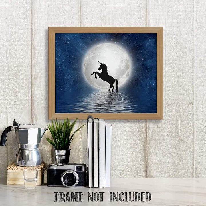 Unicorn &amp; Magical Moon- 8 x 10" Print Wall Art- Ready to Frame- Home D?cor, Nursery D?cor &amp; Wall Prints for Animal Themes &amp; Children&