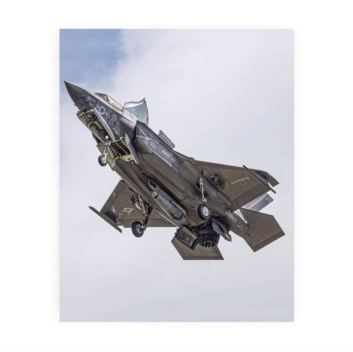 F-35 B Fighter Jet -8 x 10" Military Aircraft Wall Art Print -Ready to Frame. Home-Office-Aviation Decor. Perfect Sign for Game Room-Garage-Cave! Great Gift for Active Duty Military &amp; Veterans!