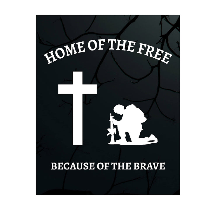 Home of the Free, Because of the Brave- 8 x10" Patriotic Wall Decor Print-Ready To Frame. USA Military Silhouette Poster-Decor for Home-Office-Shop-Restaurants. Show Your Gratitude For Our Veterans.