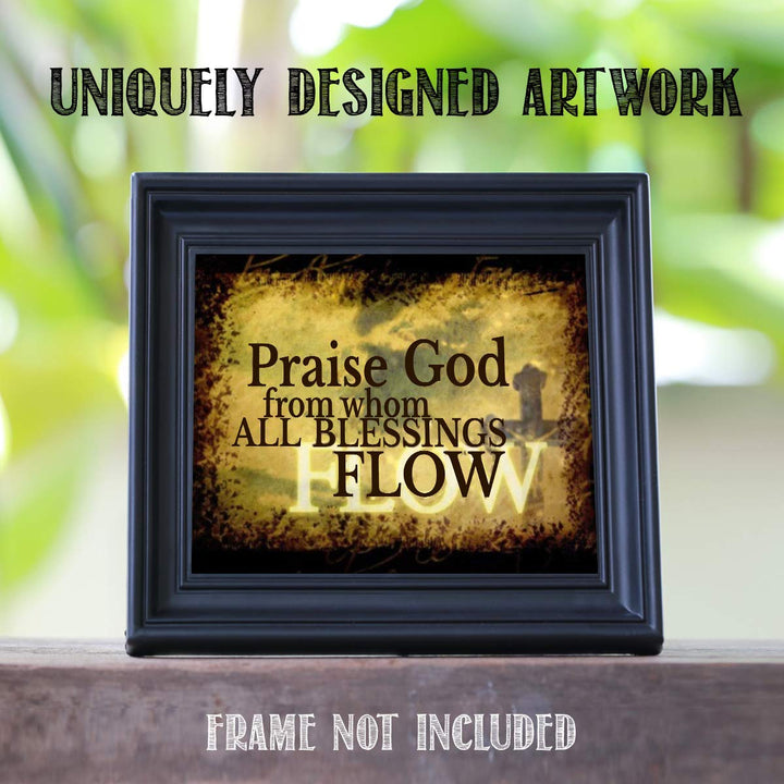 Praise God From Whom All Blessings Flow New Doxology- Spiritual Wall Art- 8x10-Modern Typography Print-Ready To Frame- Home D?cor- Church D?cor-Christian Gifts. Great Reminder To Praise- Psalm 148.