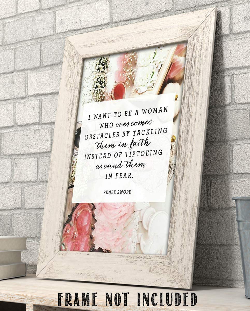 Renee Swope Quotes-Spiritual Wall Art- ?Be a Woman Who Overcomes By Faith vs. Fear?- 8 x 10" Modern Typographic Print-Ready to Frame. Religious Home-Office-Church D?cor. Encouraging Christian Gift.