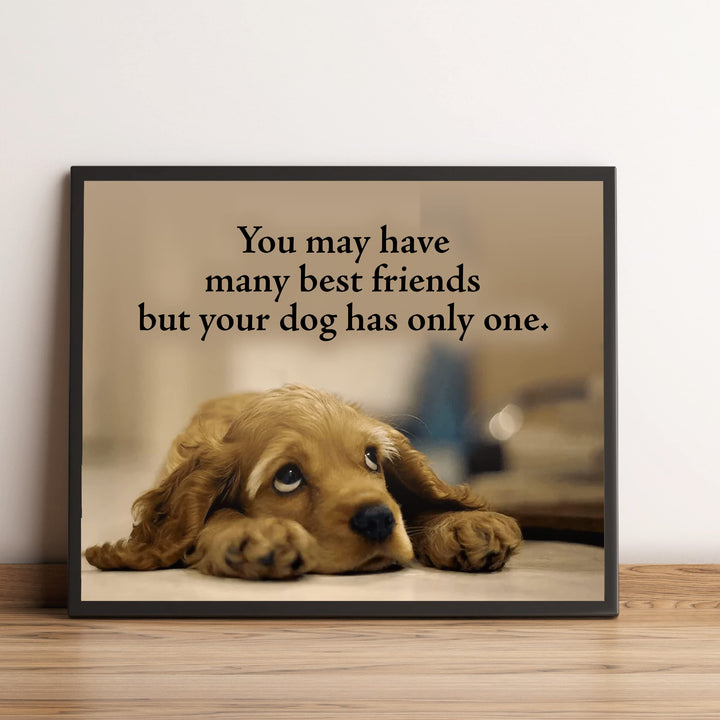Your Dog Only Has One Best Friend Inspirational Pet Wall Art Sign -10 x 8" Cute Typographic Puppy Picture Print -Ready to Frame. Home-Vet&