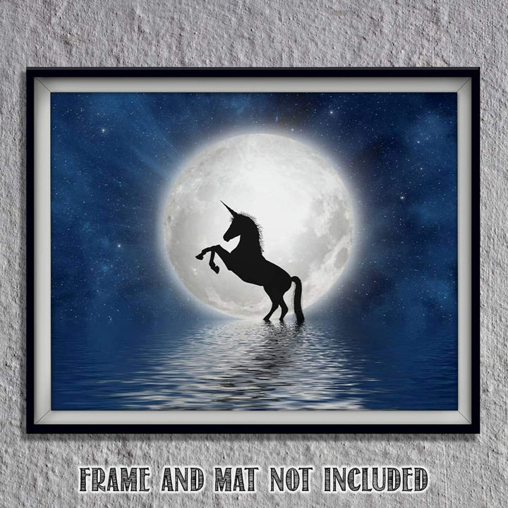 Unicorn &amp; Magical Moon- 8 x 10" Print Wall Art- Ready to Frame- Home D?cor, Nursery D?cor &amp; Wall Prints for Animal Themes &amp; Children&