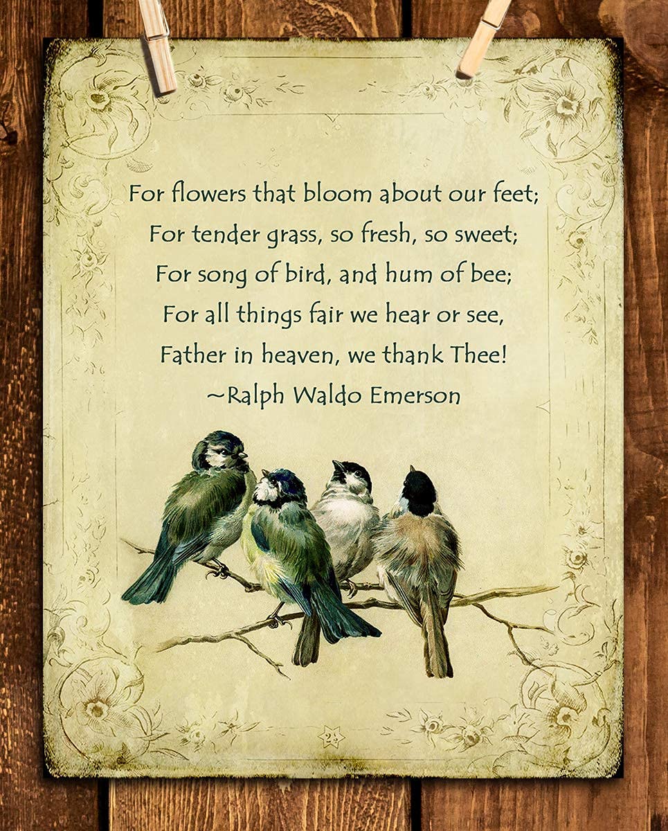 Ralph Waldo Emerson Poem-"We Thank Thee"- 8 x 10"