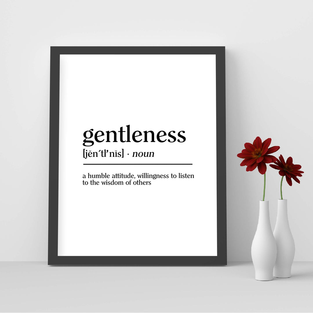 Gentleness-A Humble Attitude -Inspirational Christian Wall Art -8 x 10" Typographic"Gifts of the Spirit" Print-Ready to Frame. Modern Home-Office-Church-Scripture Decor. Great Religious Gift!