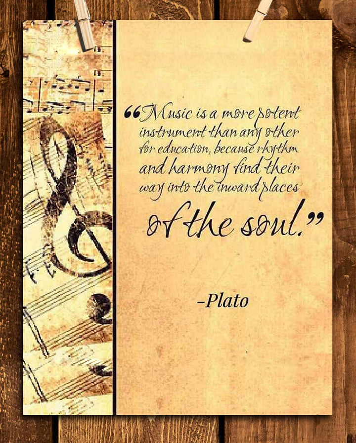Plato Quotes Wall Art-"Music Finds Its Way Into Our Soul"- 8 x 10 Art Wall Print- Ready to Frame. Modern Home D?cor, Studio &amp; Office D?cor. Makes a Perfect Gift for Music Inspiration &amp; Philosophy.