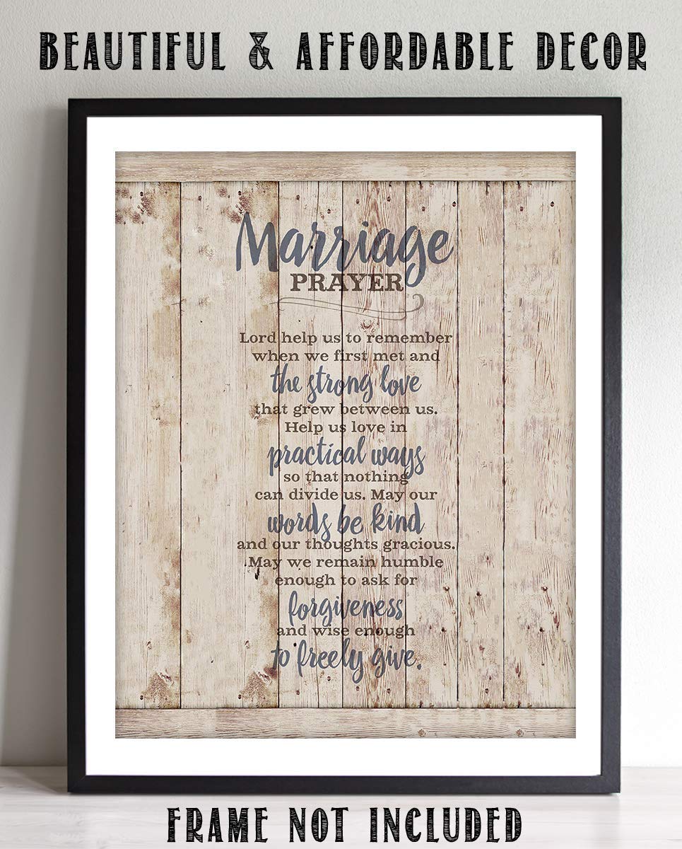 Marriage Prayer- Wall Art Print-8 x 10"- Rustic Typographic Print on Wood Sign Background-Ready to Frame. Home-Bedroom- Christian Decor. Fantastic Wedding-Anniversary Gift to Remember"The Why".