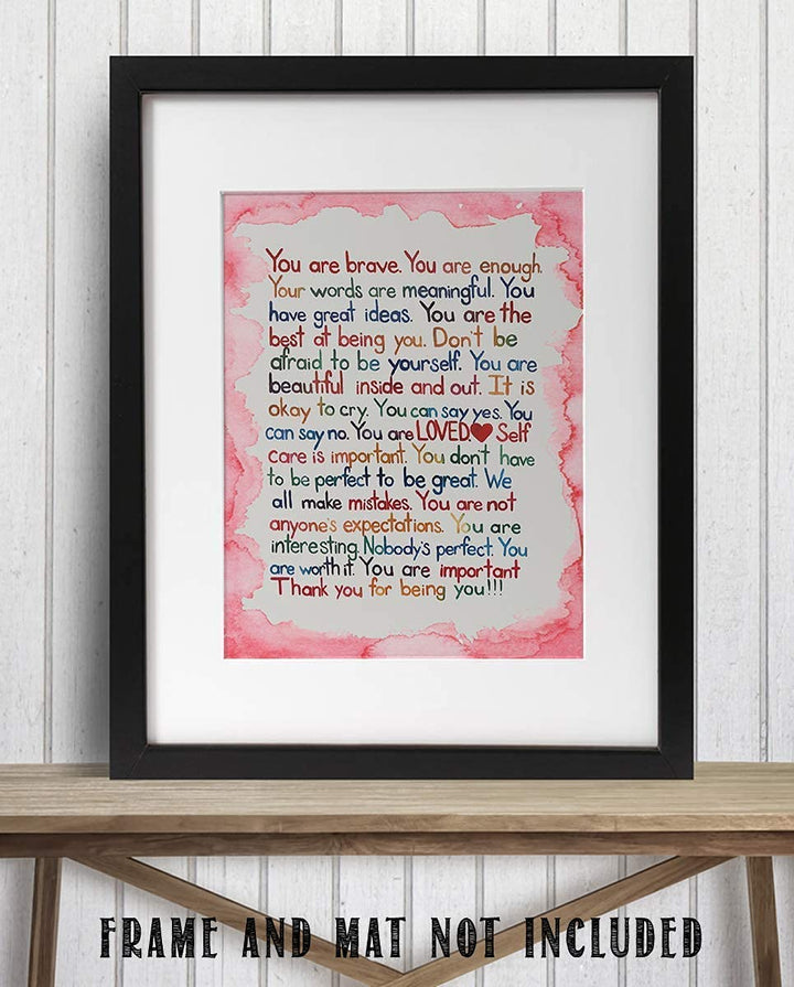 "You Are Enough-Pink"- Inspirational Wall Art Print-8 x 10"