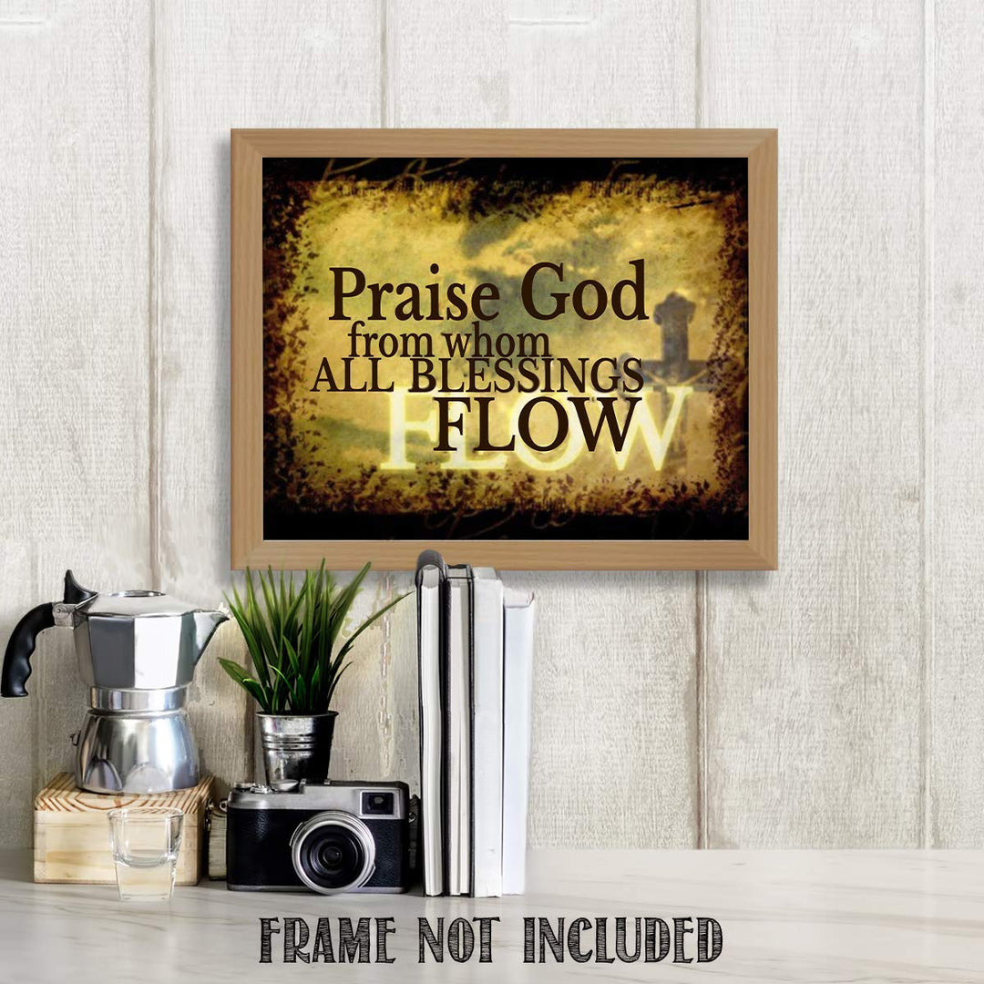 Praise God From Whom All Blessings Flow New Doxology- Spiritual Wall Art- 8x10-Modern Typography Print-Ready To Frame- Home D?cor- Church D?cor-Christian Gifts. Great Reminder To Praise- Psalm 148.