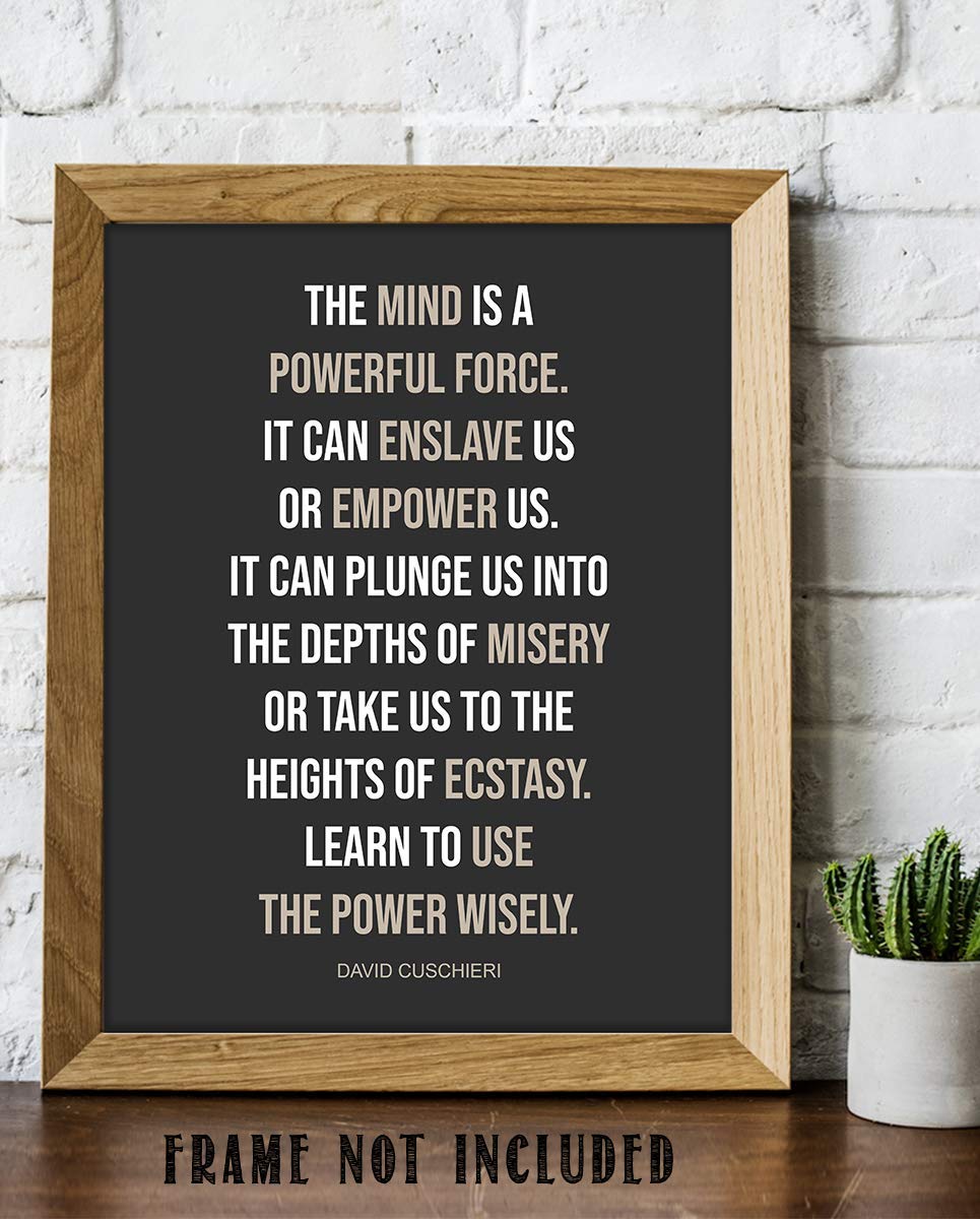 The Mind is a Powerful Force-David Cuschieri Quotes Wall Art-8 x 10"- Modern Typographic Print-Ready to Frame. Home-Classroom-Office D?cor. Inspiring &amp; Empowering Poster Print for Everyone To Use.