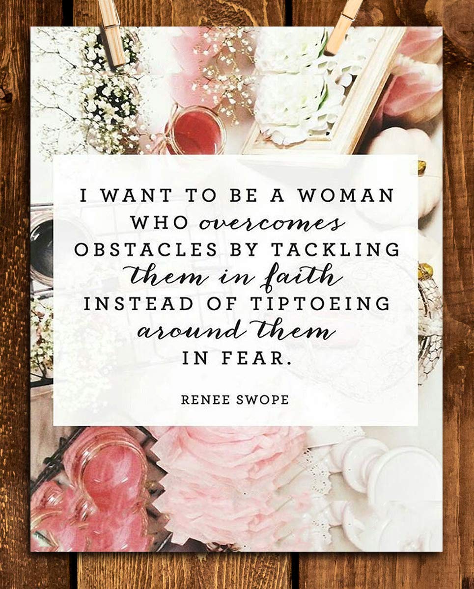 Renee Swope Quotes-Spiritual Wall Art- ?Be a Woman Who Overcomes By Faith vs. Fear?- 8 x 10" Modern Typographic Print-Ready to Frame. Religious Home-Office-Church D?cor. Encouraging Christian Gift.