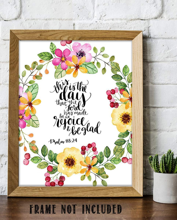 This is the Day the Lord Has Made. Psalm 118:24- Bible Verse Wall Art- 8x10"- Scripture Wall Print-Ready to Frame. Modern Floral Design. Home &amp; Office D?cor-Christian Gifts. Always Give Praise!