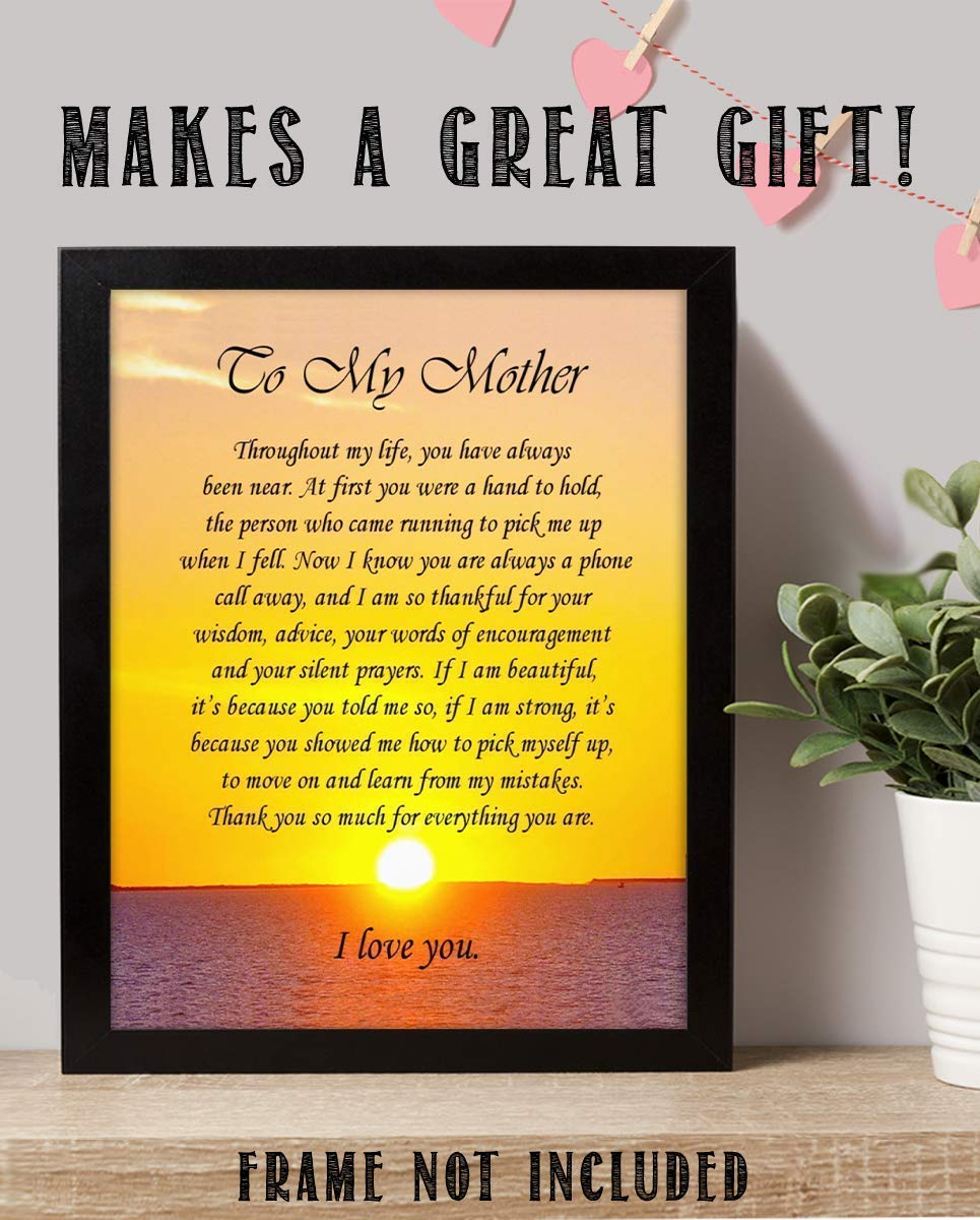 To My Mother Art Image- Thank You For Everything! 8 x 10 Wall Art Ready to Frame. Permanent Heartfelt &amp; Inspirational Gift Saying Thank You. Lifetime Keepsake Gift for Any Mother, Parents &amp; In-Laws