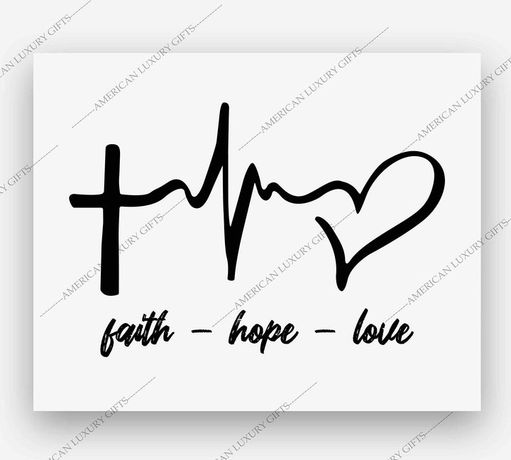 Faith-Hope-Love Spiritual Heartbeat Wall Sign -10 x 8" Christian Poster Print-Ready to Frame. Inspirational Decor for Home-Farmhouse-Office-Clinic-Dorm. Perfect Decorative Gift for Nurses!