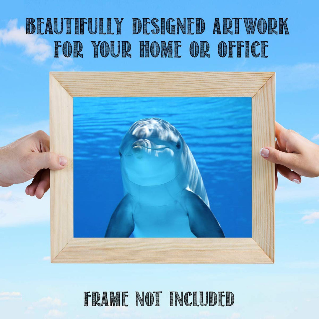 Young Dolphin Saying Hi!- 8 x 10" Print Wall Art- Ready to Frame- Home D?cor, Nursery D?cor &amp; Wall Prints for Animal &amp; Sea Themes &amp; Children&