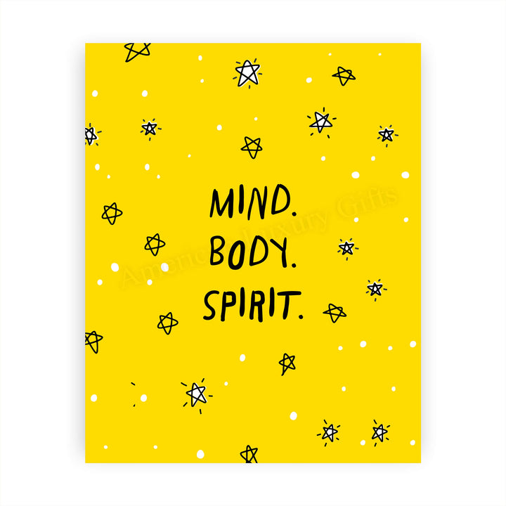 ?Mind-Body-Spirit?-Motivational Quotes Wall Art-8 x 10" Typographic Spiritual Fitness Print-Ready to Frame. Inspirational Home-Office-Gym-Studio Decor. Perfect Zen Sign for Mindfulness &amp; Meditation!