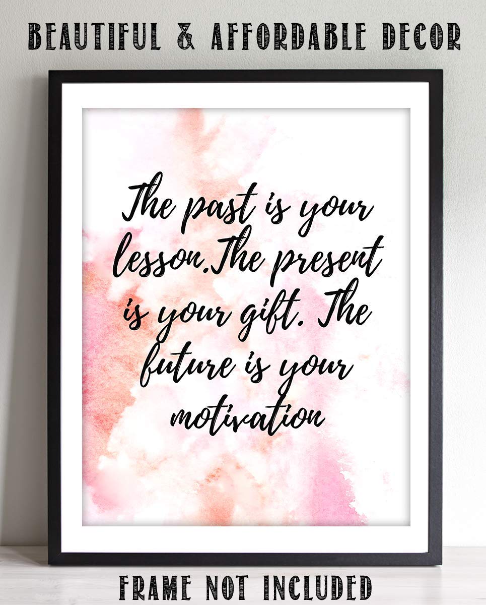 Past-Present-Future Lessons- Positive Quotes Wall Art - 8 x 10" Modern Abstract Design Print-Ready to Frame. Inspirational Home-School-Studio-Office D?cor. Great Reminder To Create Future You Want.