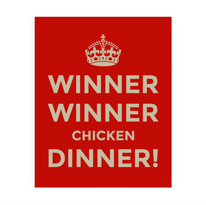 Winner Winner Chicken Dinner Funny Kitchen Wall Sign -8 x 10" Typographic Farmhouse Wall Art Print -Ready to Frame. Perfect Home, Kitchen, &amp; Dining Decor. Fun Sign for Family, Friends &amp; Guests!