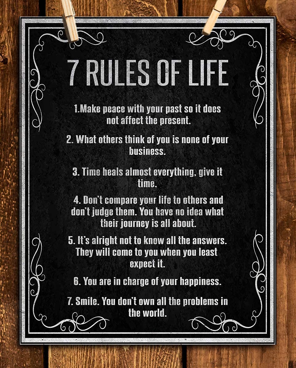 "7 Rules For Life- Peace, Happy & Smile"- 8 x 10"