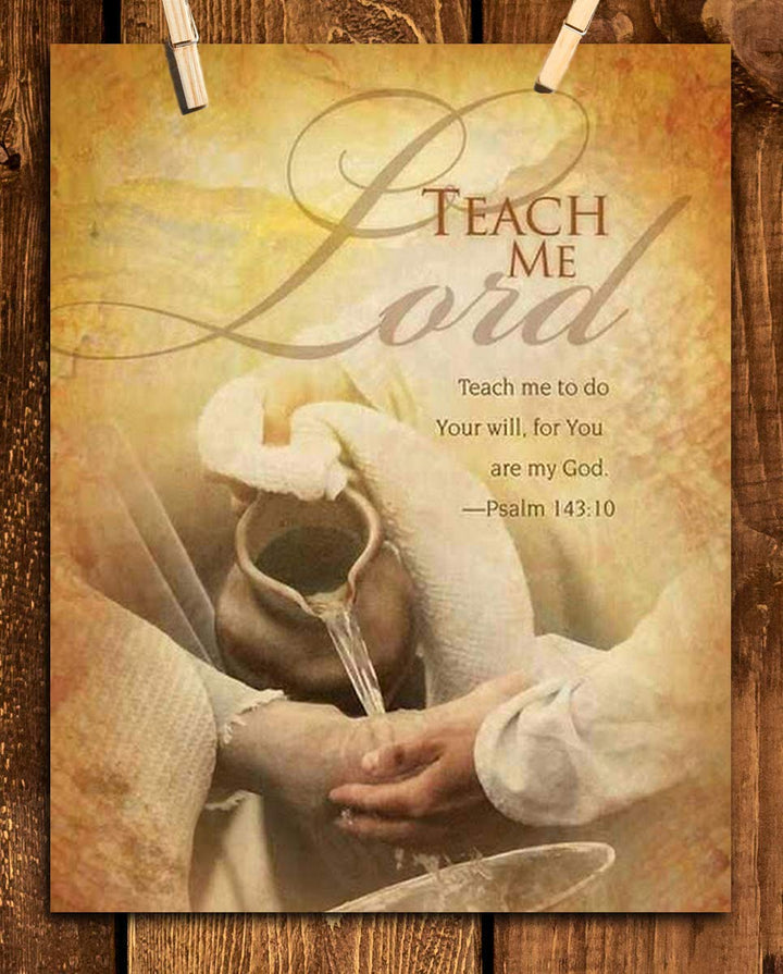 Teach Me Lord, To Do Your Will-Psalm 143:10- Bible Verse Wall Art- 8x10"- Typographic Parchment Print Design. Scripture Wall Print-Ready to Frame. Home-Office-Church D?cor. Beautiful Christian Gift.
