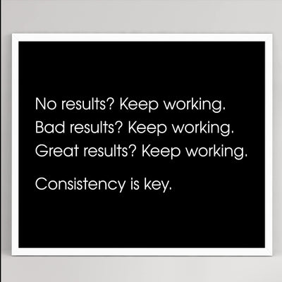 Consistency Is Key Motivational Wall Art Decor -10 x 8" Inspirational Art Print -Ready to Frame. Modern Typographic Design. Perfect Home-Office-Desk-Gym-Success Decor! Great Gift of Motivation!