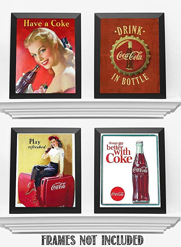 Coca Cola- Classic Vintage Wall Prints Set (4)-8x10"