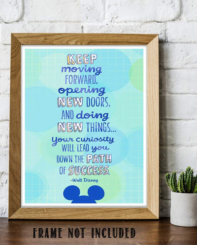 Walt Disney Quotes Wall Art- “Keep Moving Forward To Success!”- 8 x 10"