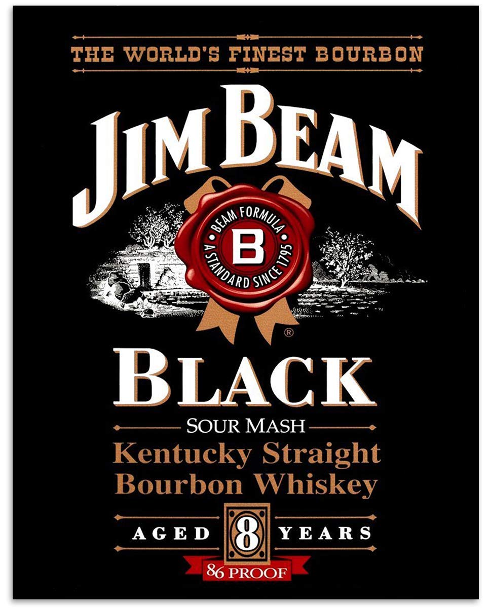 Jim Beam"Black" Bourbon Label-Wall Art Sign-8 x 10"-Genuine Replica Print-Ready to Frame. Home-Office D?cor. Must Have For Kentucky Bourbon Whiskey Fans. Great Addition To Man Cave-Dorm-Bar-Garage.