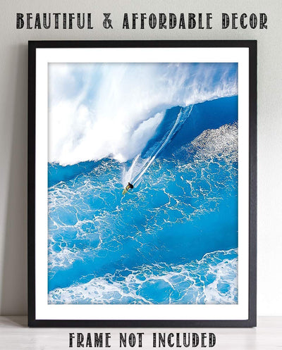 Extreme Surfer- Ripping the Monster Wave- 8 x 10 Art Image Print Ready to Frame. Modern Home D?cor, Office D?cor & Wall Print for Beach, Ocean and Surfing Themes. Makes a Perfect Gift for Ocean Lovers