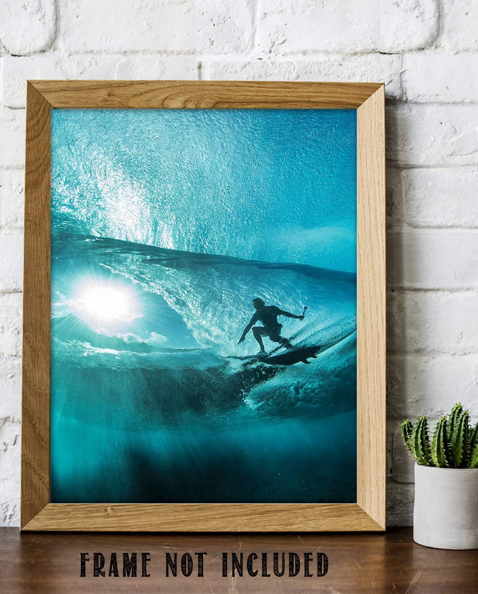 Surfer Ripping Point Break- 8 x 10 Print Wall Art - Ready to Frame. Modern Home D?cor, Office D?cor &amp; Wall Print for Beach, Ocean and Surfing Themes. Makes a Perfect Gift!