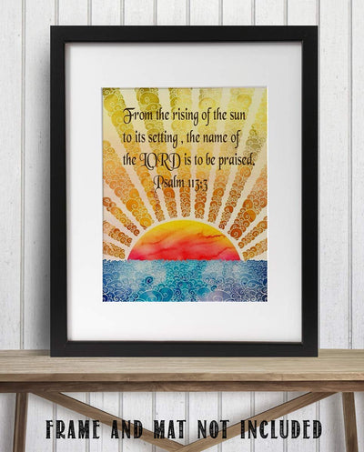 From the Rising of Sun-Name of Lord is Praised!- Psalm 113:3-Bible Verse Wall Art-8x10"-Modern Abstract Design-Scripture Wall Print-Ready to Frame. Home-Office-Church D?cor. Very Fun Christian Gift.