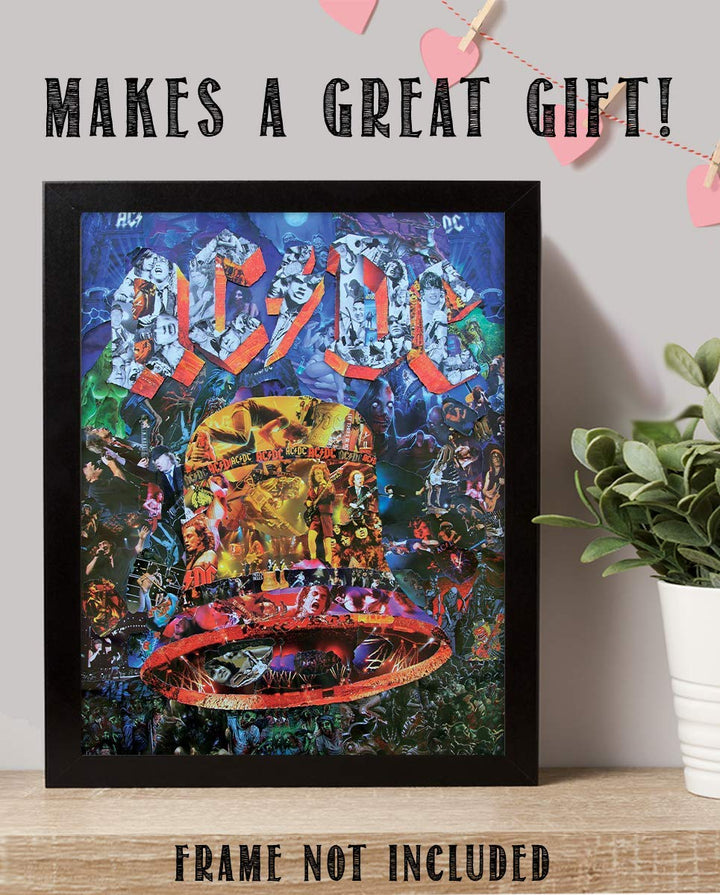 AC DC-"BELL" Music Poster Print- Collage Picture Collection- 8 x 10 Wall Print- Ready To Frame- Famous Rock Band Pictures Poster. Home-Studio-Bar-Dorm-Man Cave Decor. Perfect Gift For All AC/DC Fans.