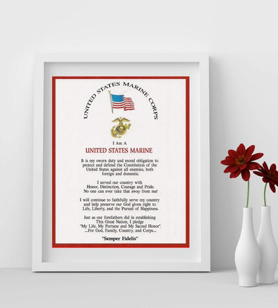 "I Am A United States Marine" Marine Corps Oath-Wall Art- 8 x 10"