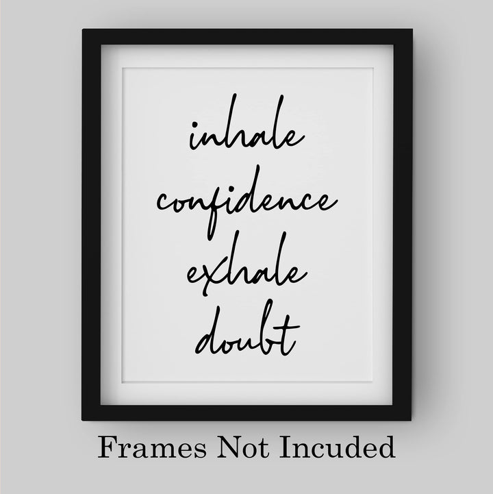 Inhale Confidence-Exhale Doubt-Spiritual Quotes Wall Art - 8 x 10" Inspirational Typographic Print-Ready to Frame. Motivational Home-Office-School-Yoga Studio-Spa Decor. Great Reminder to Breathe!