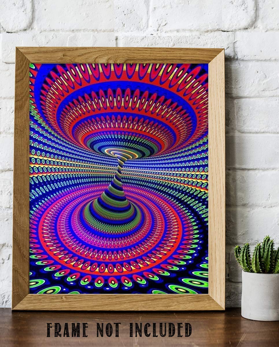 Psychedelic Spirals Up & Down- Optical Illusion Print. 8 x 10"- Abstract Wall Art-Ready to Frame. Modern Home-Studio-Office-Dorm D?cor. Very Trippy & Cool Gift for Illusion Art Fans.