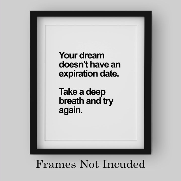 Take A Deep Breath &amp; Try Again Motivational Wall Art Decor -8 x 10" Inspirational Typography Print -Ready to Frame. Perfect Decoration for Home-Office-Work-Desk Sign. Great Gift of Motivation!
